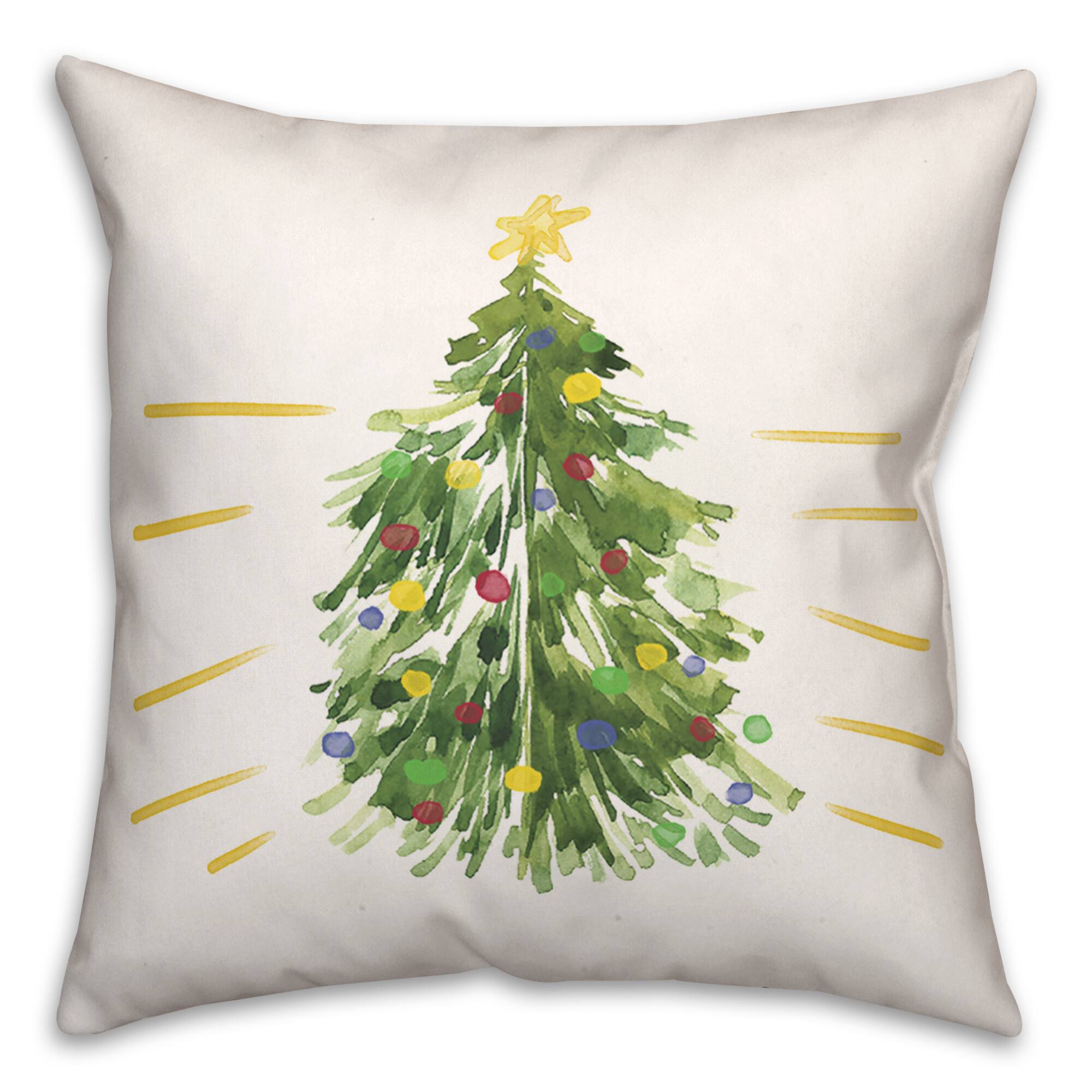 Getting Lit Xmas Tree 18x18 Throw Pillow